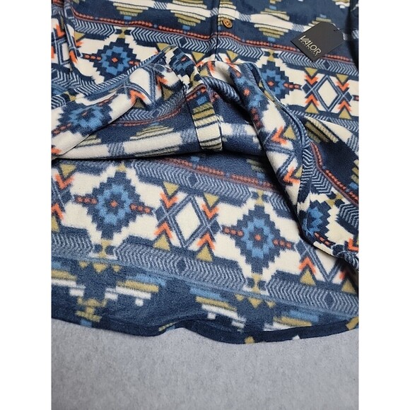 Valor Shirt Shacket Mens XL Aztec Fleece  Blue White Aztec Tribal Southwest - Picture 5 of 12
